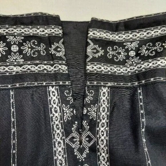 Jane Seymour Signature Embroidered Beaded Black Pencil Skirt 12 Petite - Picture 7 of 12